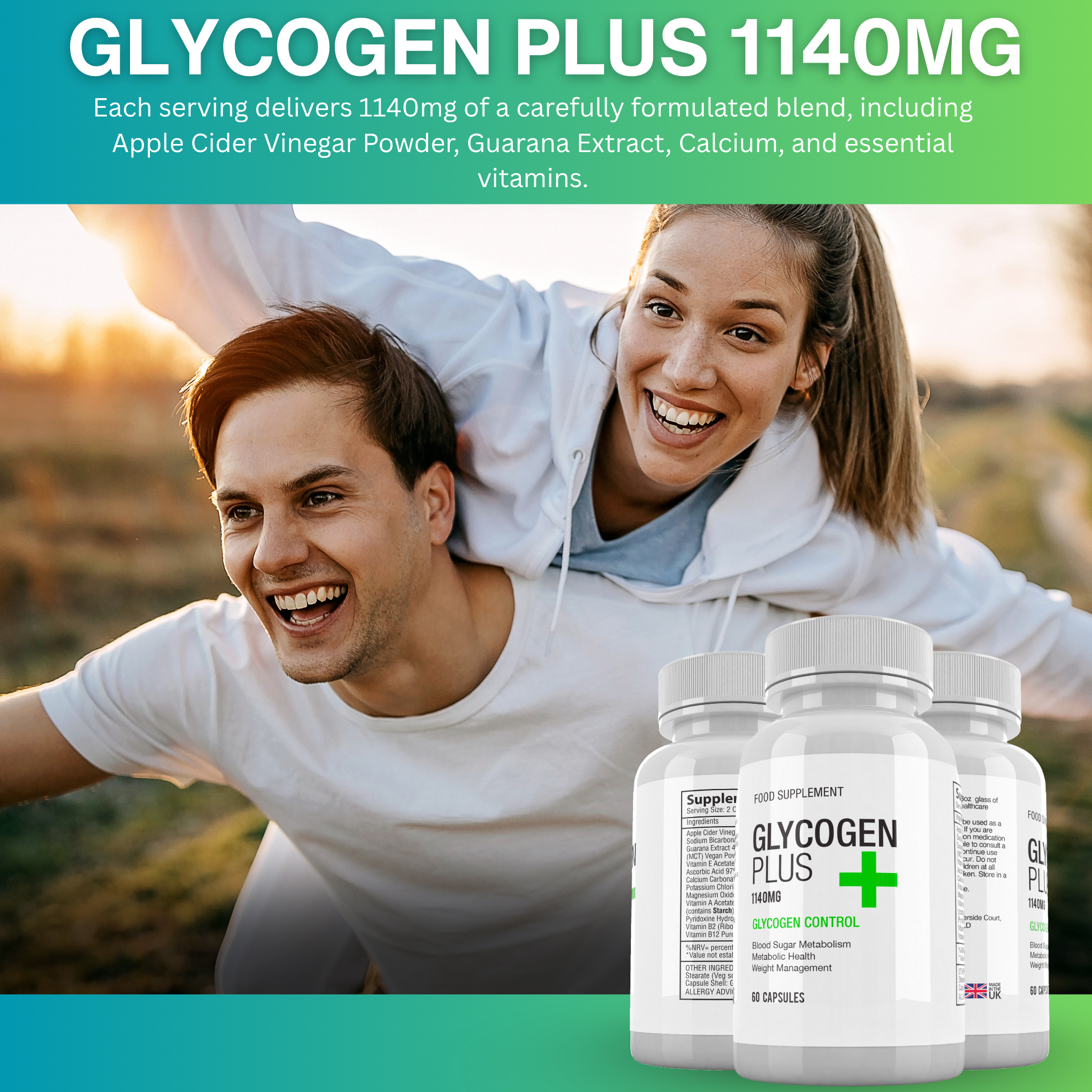 Glycogen Plus 1140MG Glycogen Control 1 Month Supply Food Supplement
