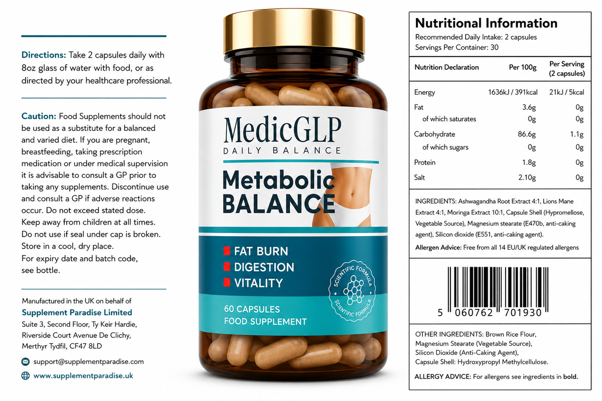 MedicGLP Daily Balance – Food Supplement – 60 Capsules