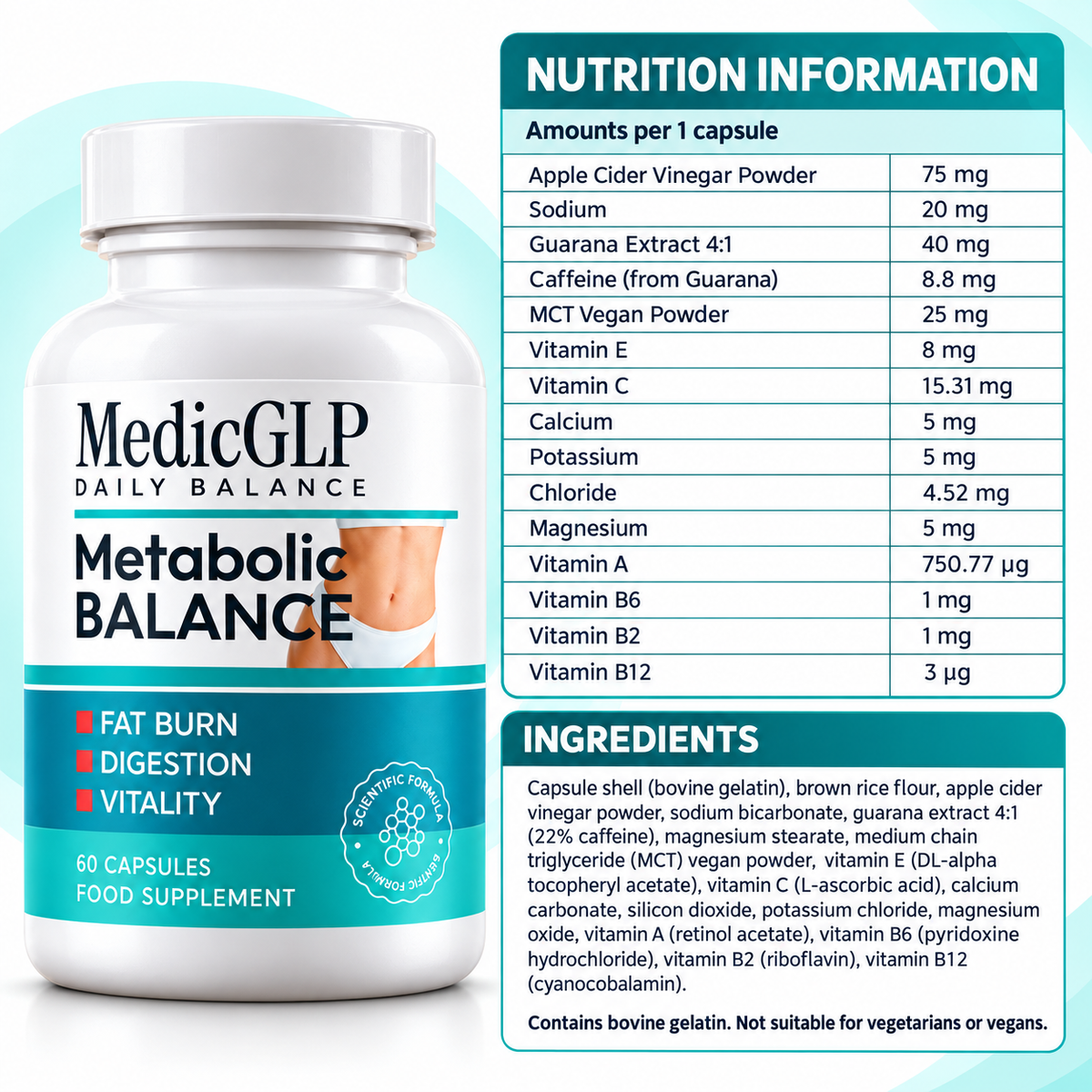 MedicGLP Daily Balance – Food Supplement – 60 Capsules