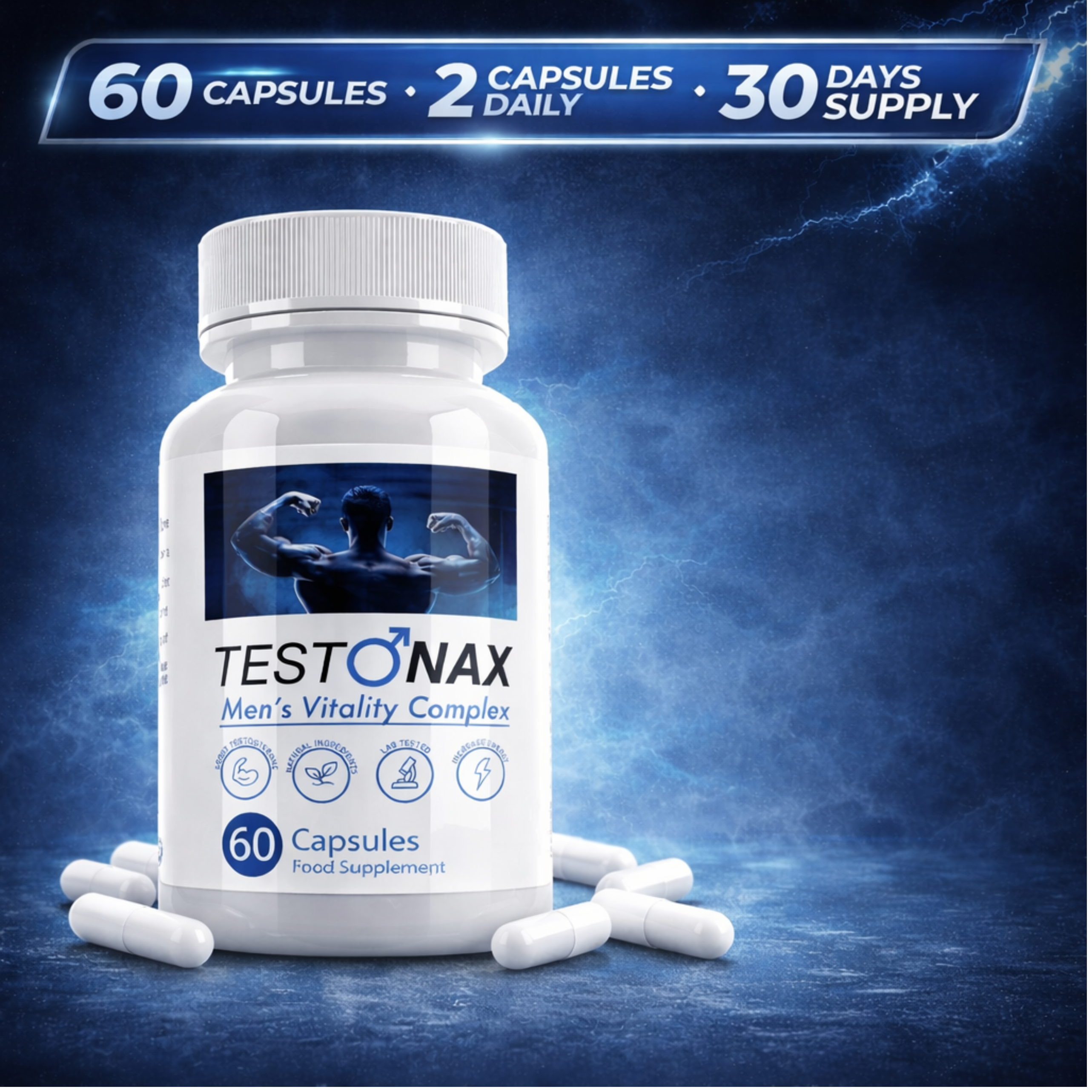 TestoNax Capsules for Men – Daily Food Supplement | 1 Month Supply