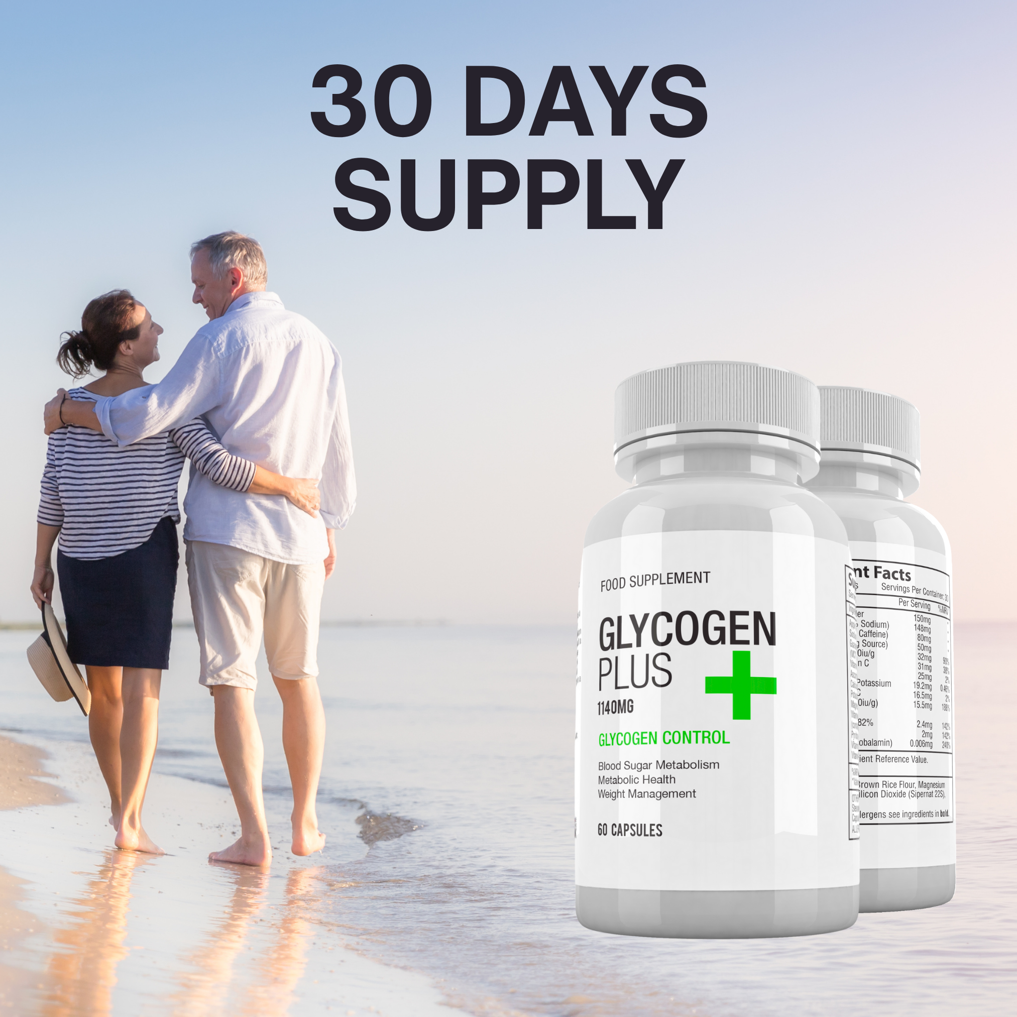 Glycogen Plus 1140MG Glycogen Control 1 Month Supply Food Supplement