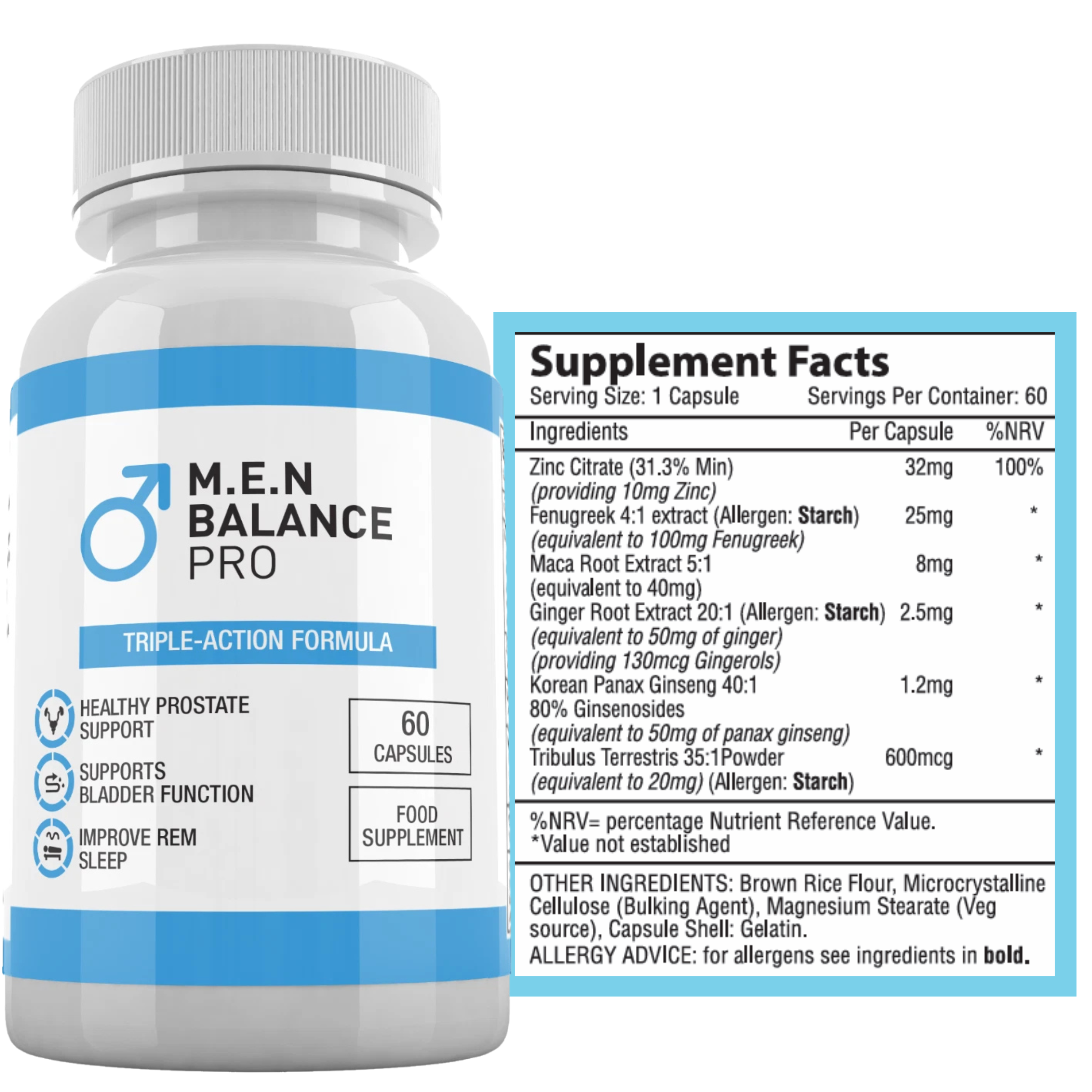 MEN Balance Pro – 60 Capsules – Food Supplement for Men – Daily Formula