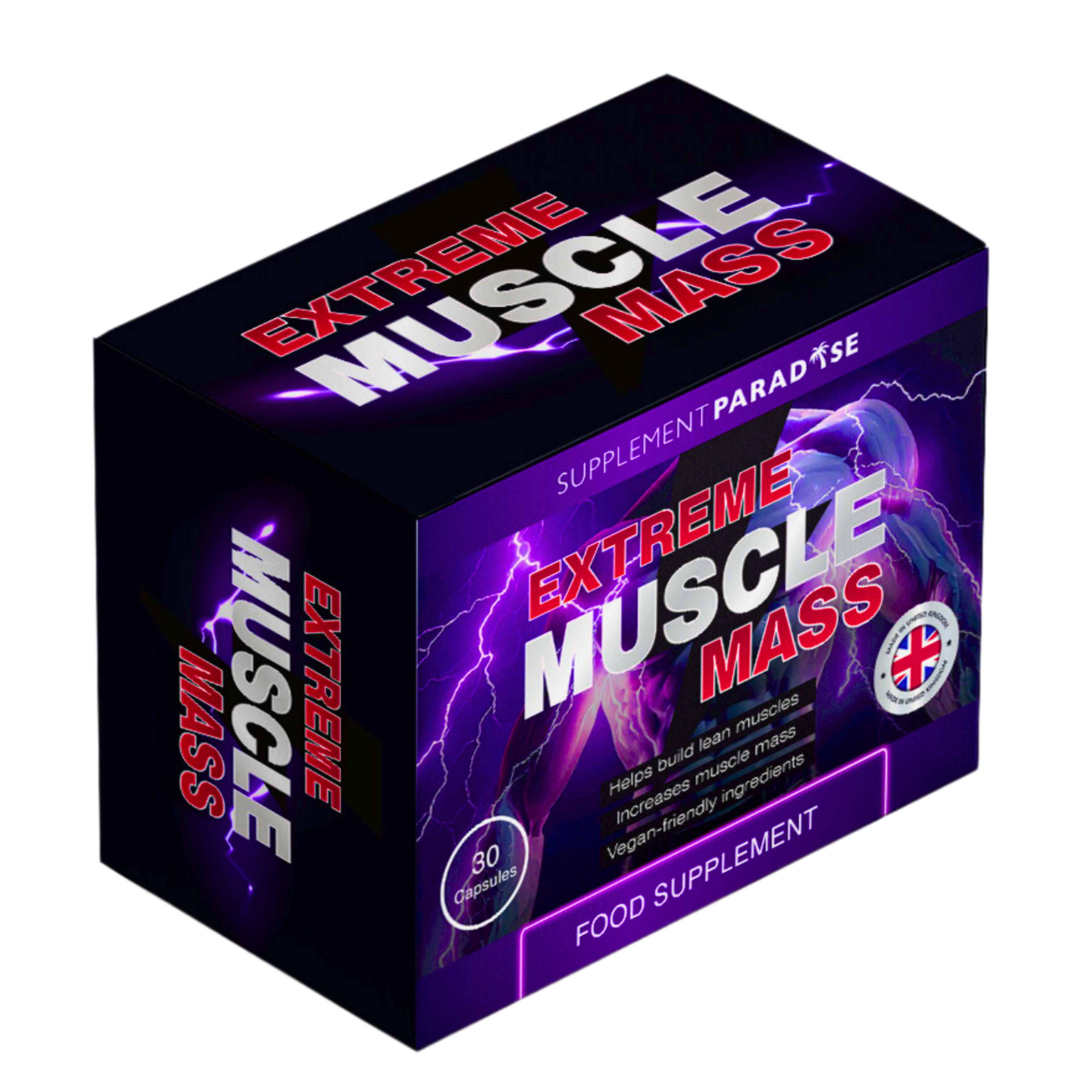 Extreme Muscle Mass – Vegan-Friendly Supplement for Strength, Recovery and Endurance – Daily Capsules for Men and Women