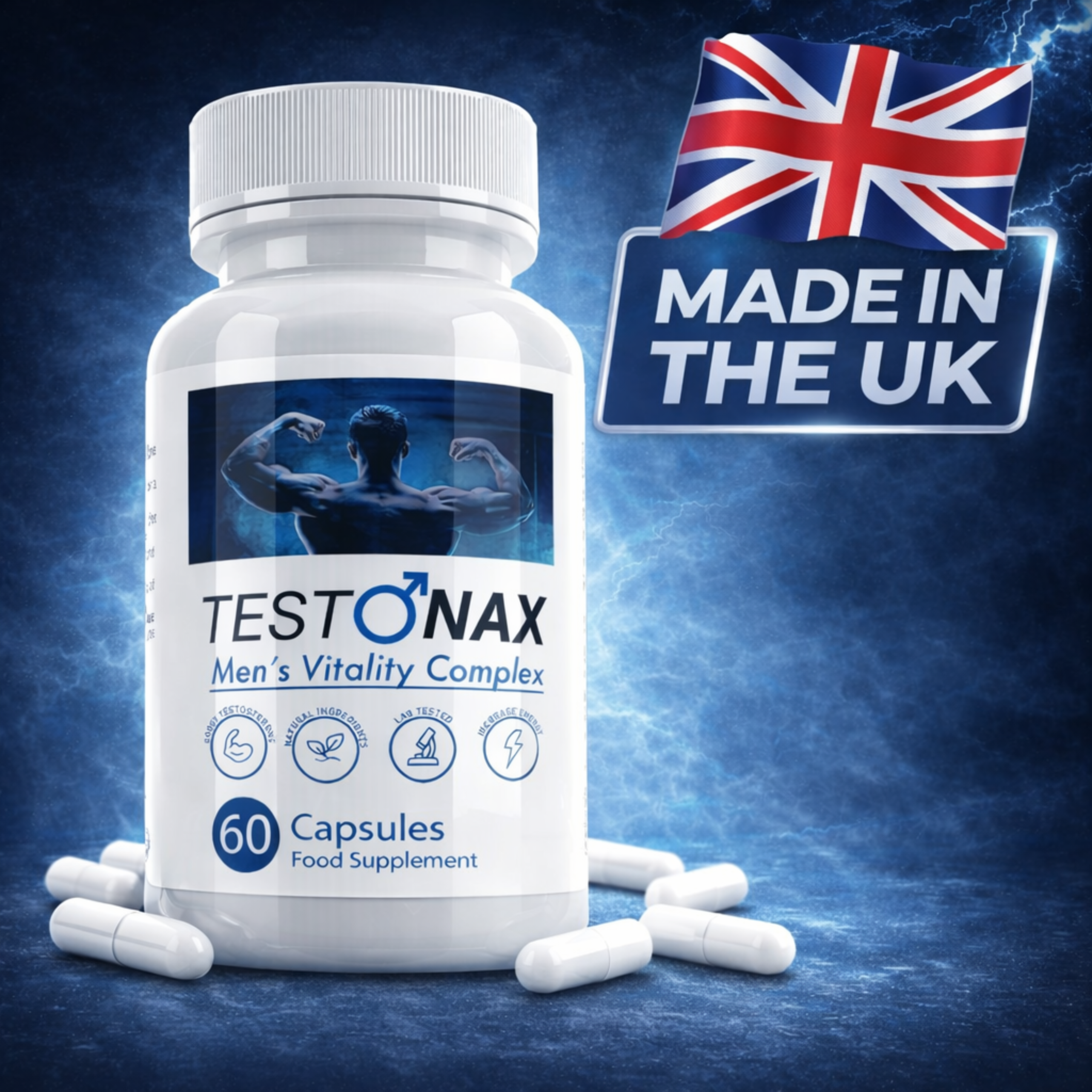 TestoNax Capsules for Men – Daily Food Supplement | 1 Month Supply