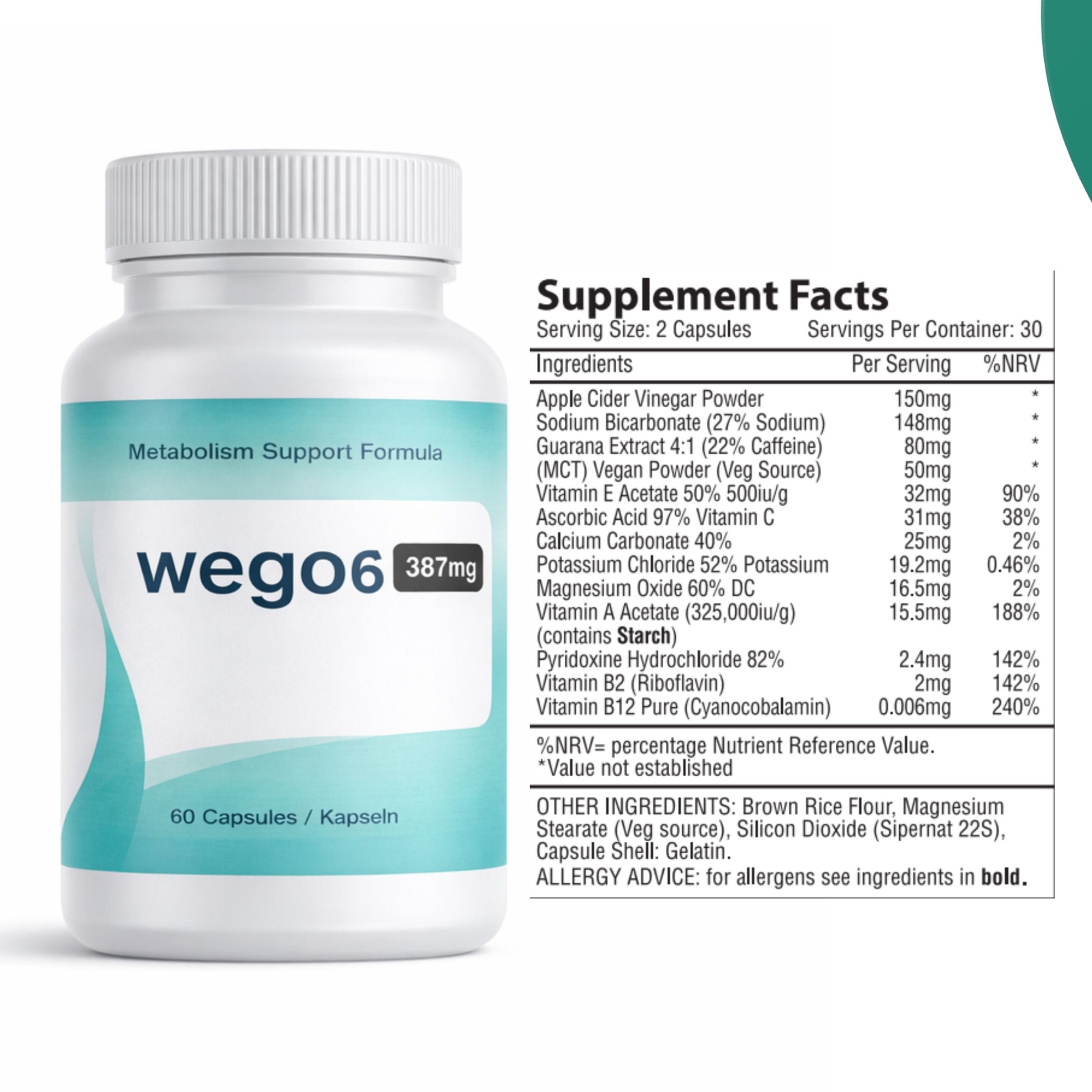 WEGO6 Food Supplement – 60 Capsules (1 Month Supply) – Daily Wellness Formula